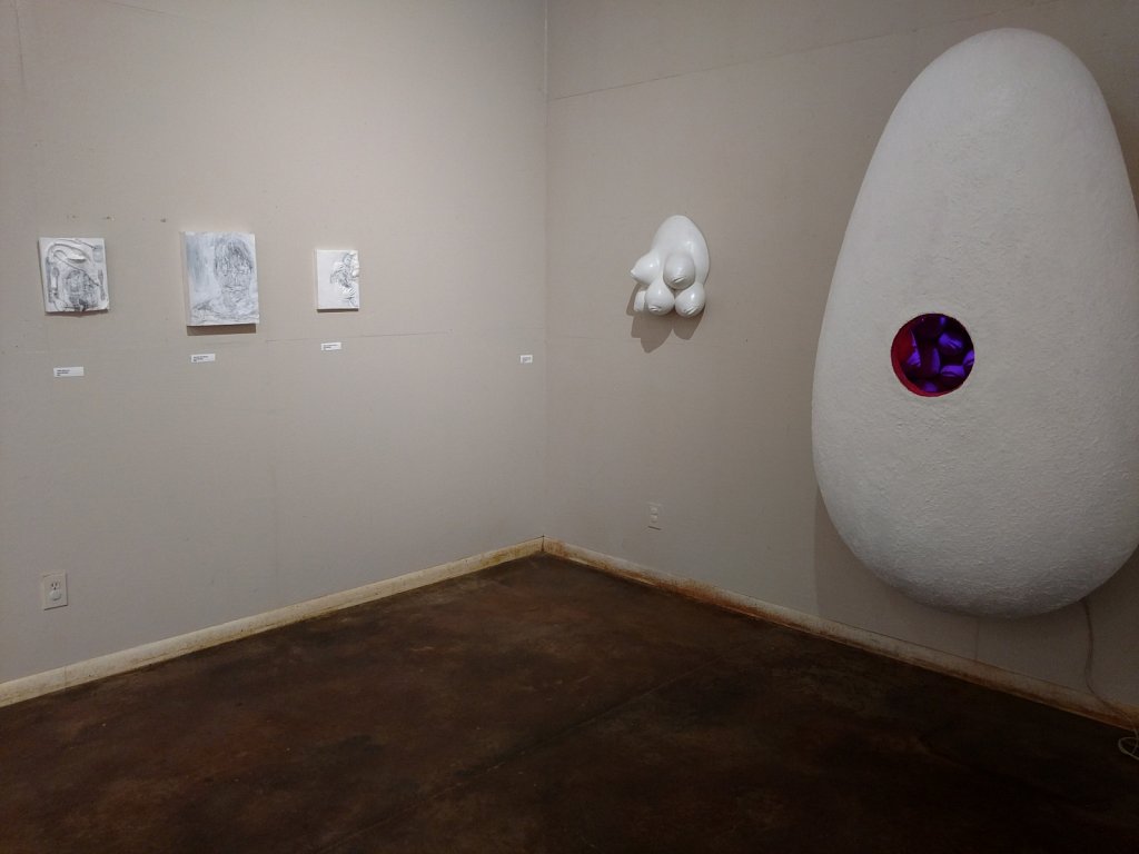 Works by Kate Windley (left) & Joni Younkins-Herzog (right)